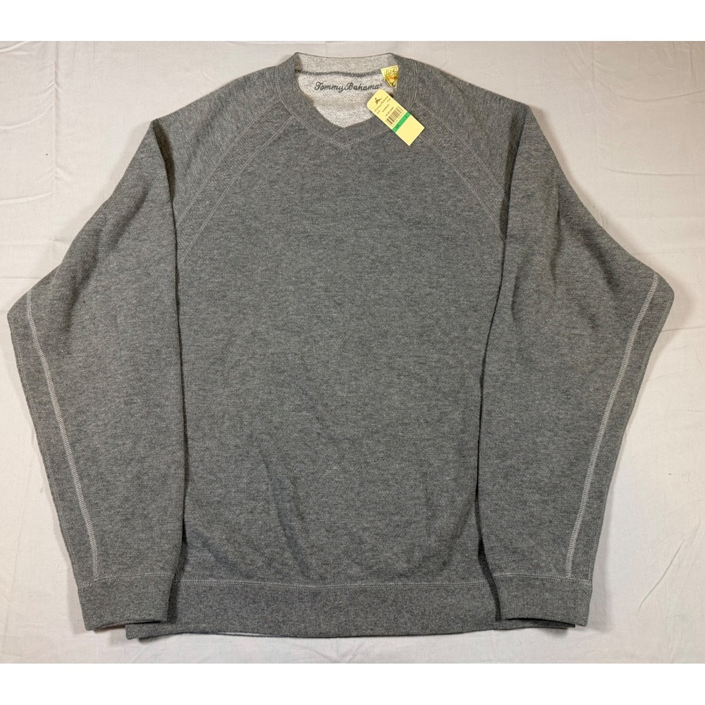 Tommy Bahama Mens Flipster Vee Sweater Grey Heather Size Large NEW